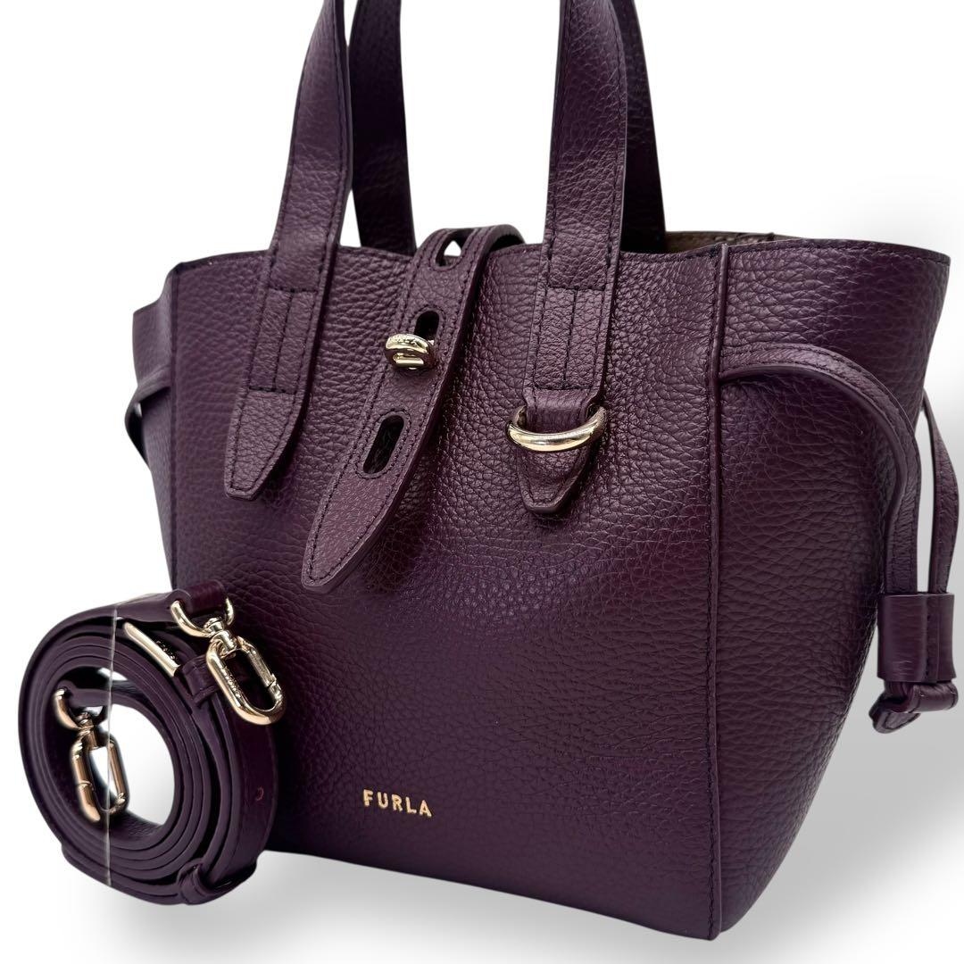 【美品】FURLA フルラ ショルダーバッグ 2way ミニ クロスボディ 紫