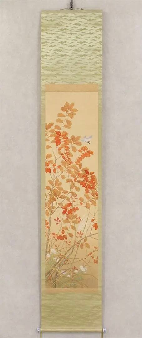 掛軸 宮田司山 萩草 小禽
