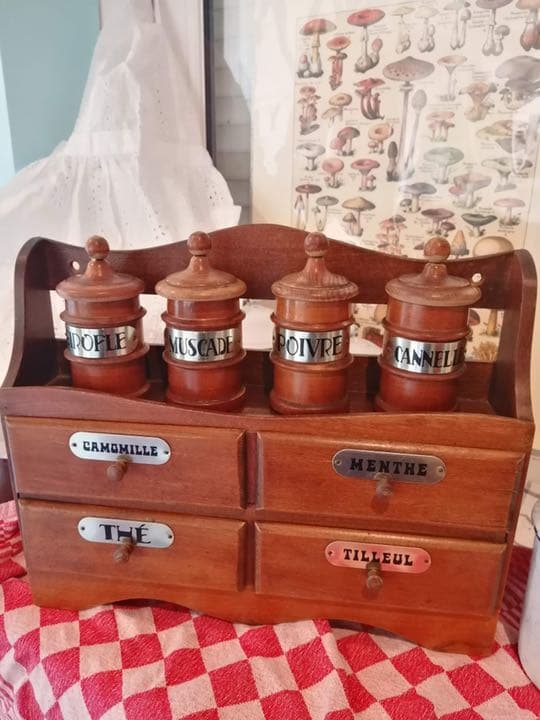 1960年代 木製スパイス・ハーブラック フランスヴィンテージ