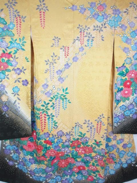 美品！絞り＊花車＊金彩＊ラグジュアリー＊振袖＊トールサイズ＊１６８ｃｍ＊裄６８