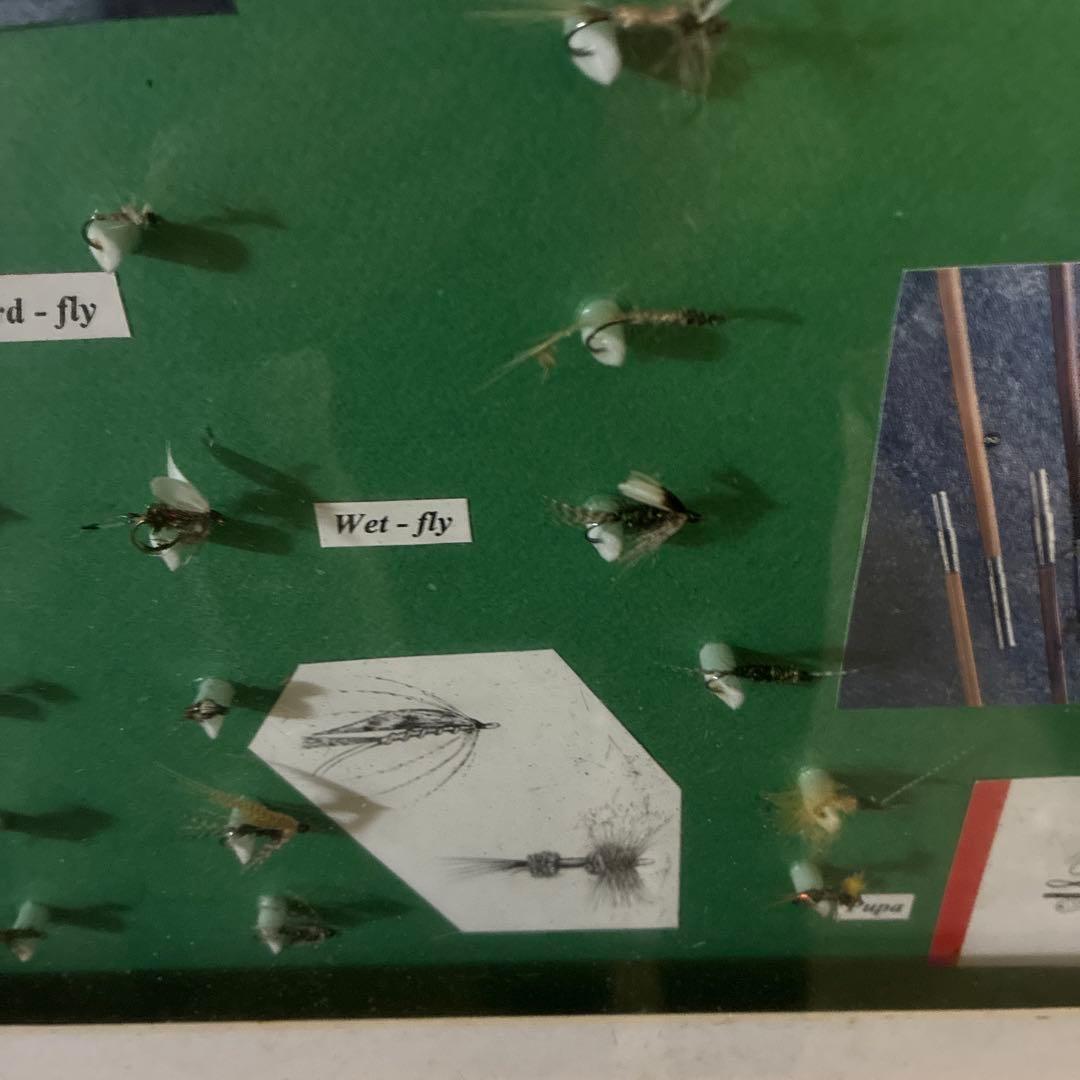 毛針額入り．25個の毛針 渓流釣りに使う毛針の高級額入り。