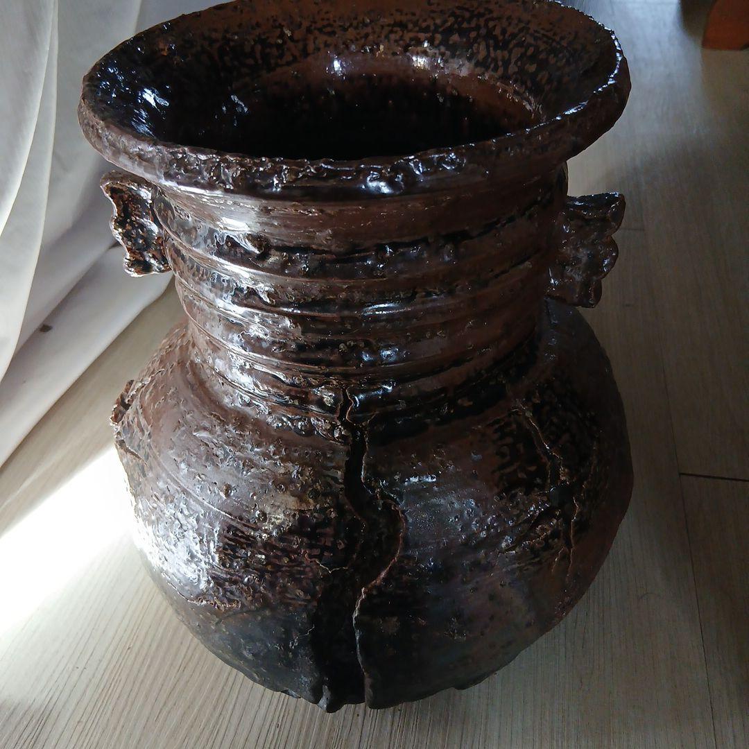 美品☆レトロ石倉焼 齋藤清祥作 石倉破袋☆