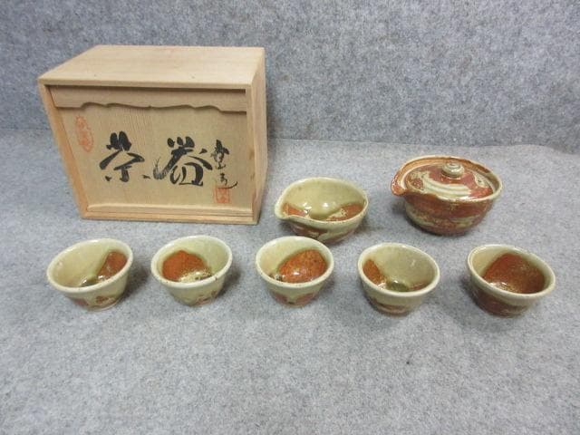 茶道具伊賀焼煎茶器セット箱入り [B25443]