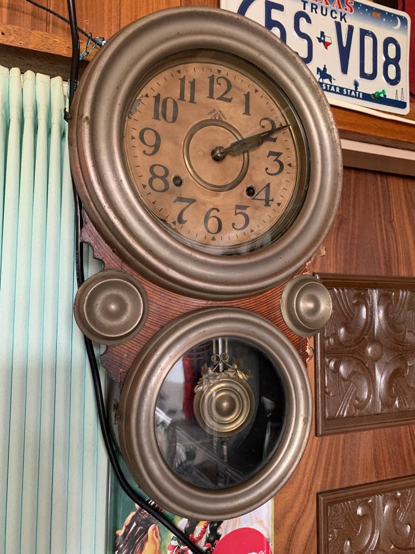 アンティーク時計　ダルマ型　振り子時計　ゼンマイ式　稼動品　当時物　ボンボン時計