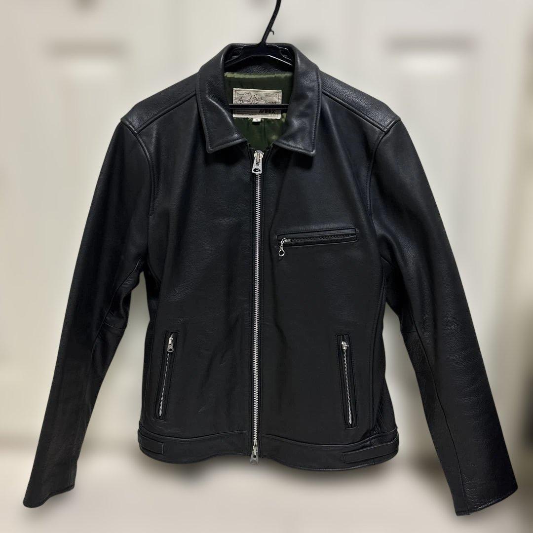 AVIREX ブラックレザー シングル ライダースジャケット