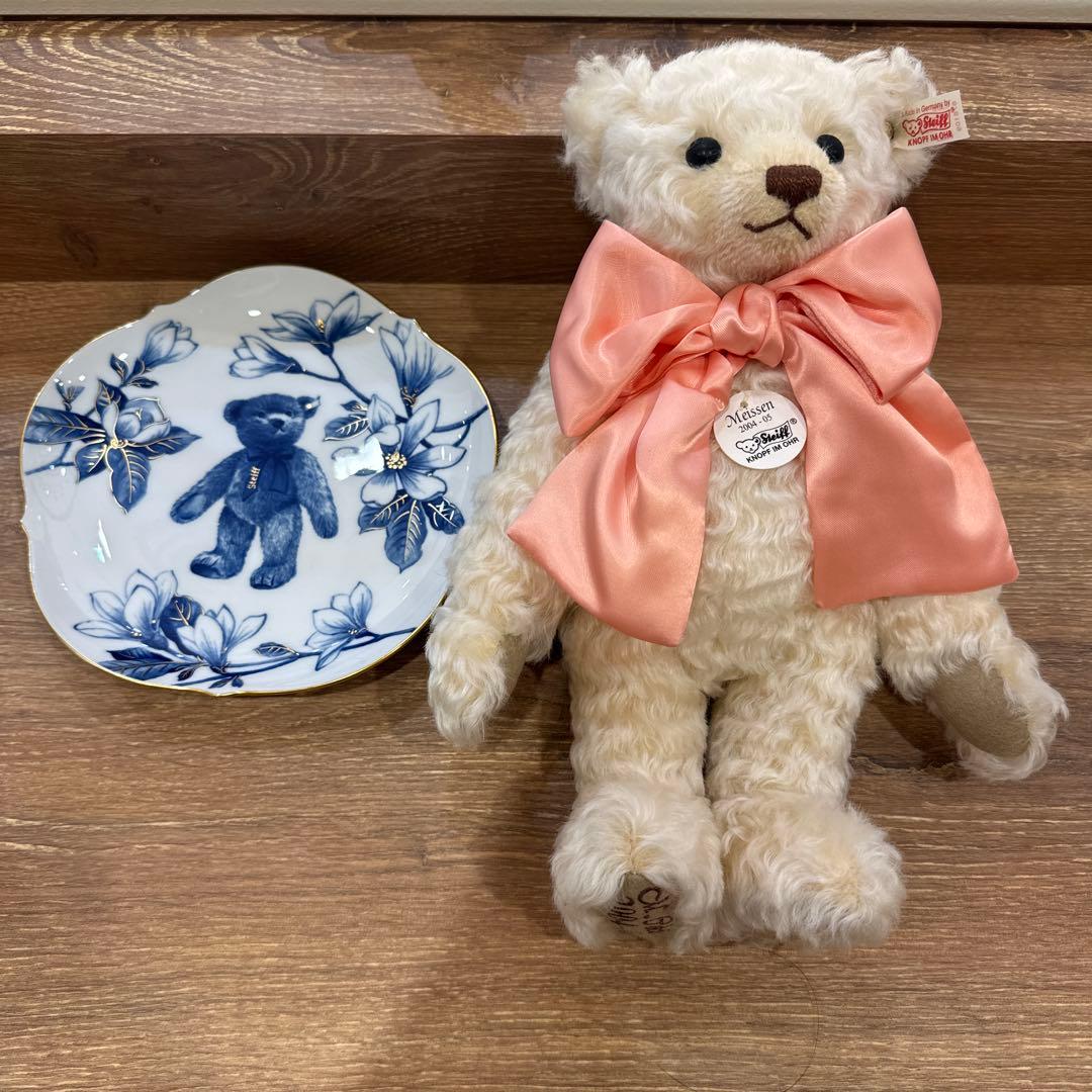 テディベアマイセン シュタイフベアとお皿　箱付き