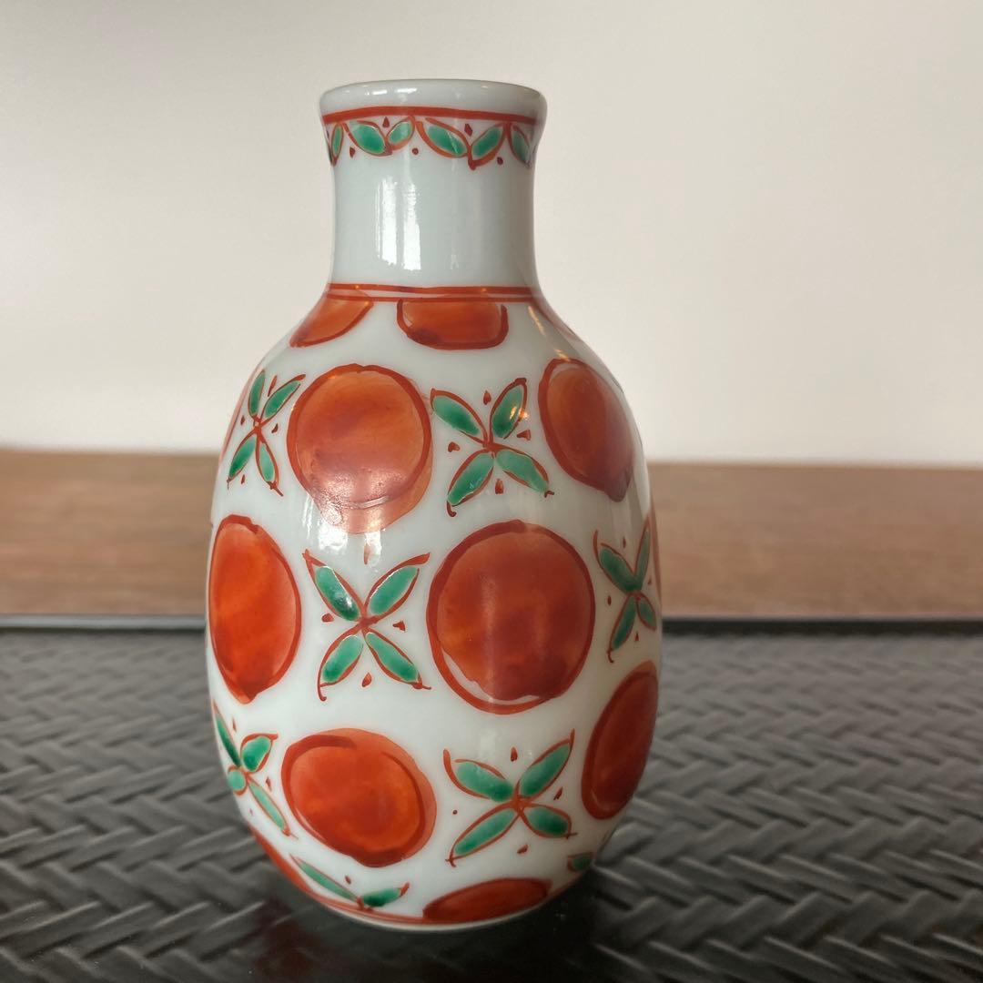 九谷焼　須田菁華　色絵花玉文徳利　椿酒盃2個