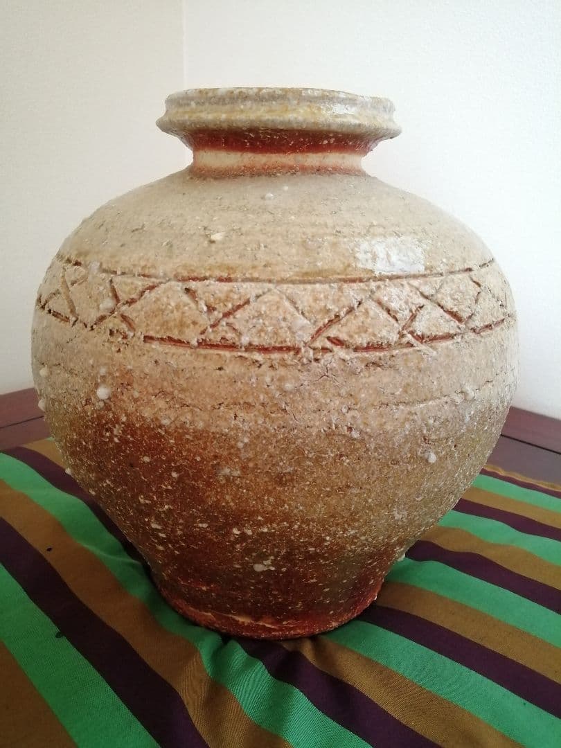 美品　信楽焼壷　名工　星野亨斉　作