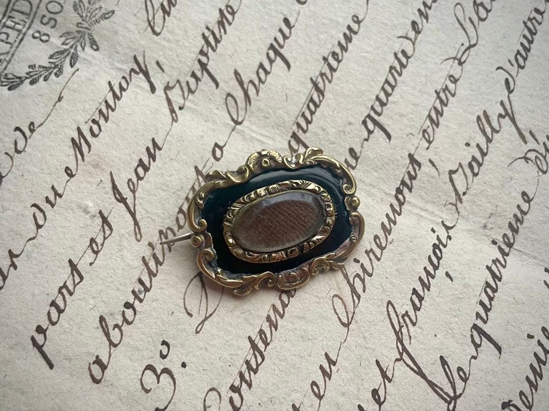 アンティーク モーニングジュエリー ブローチ イギリス