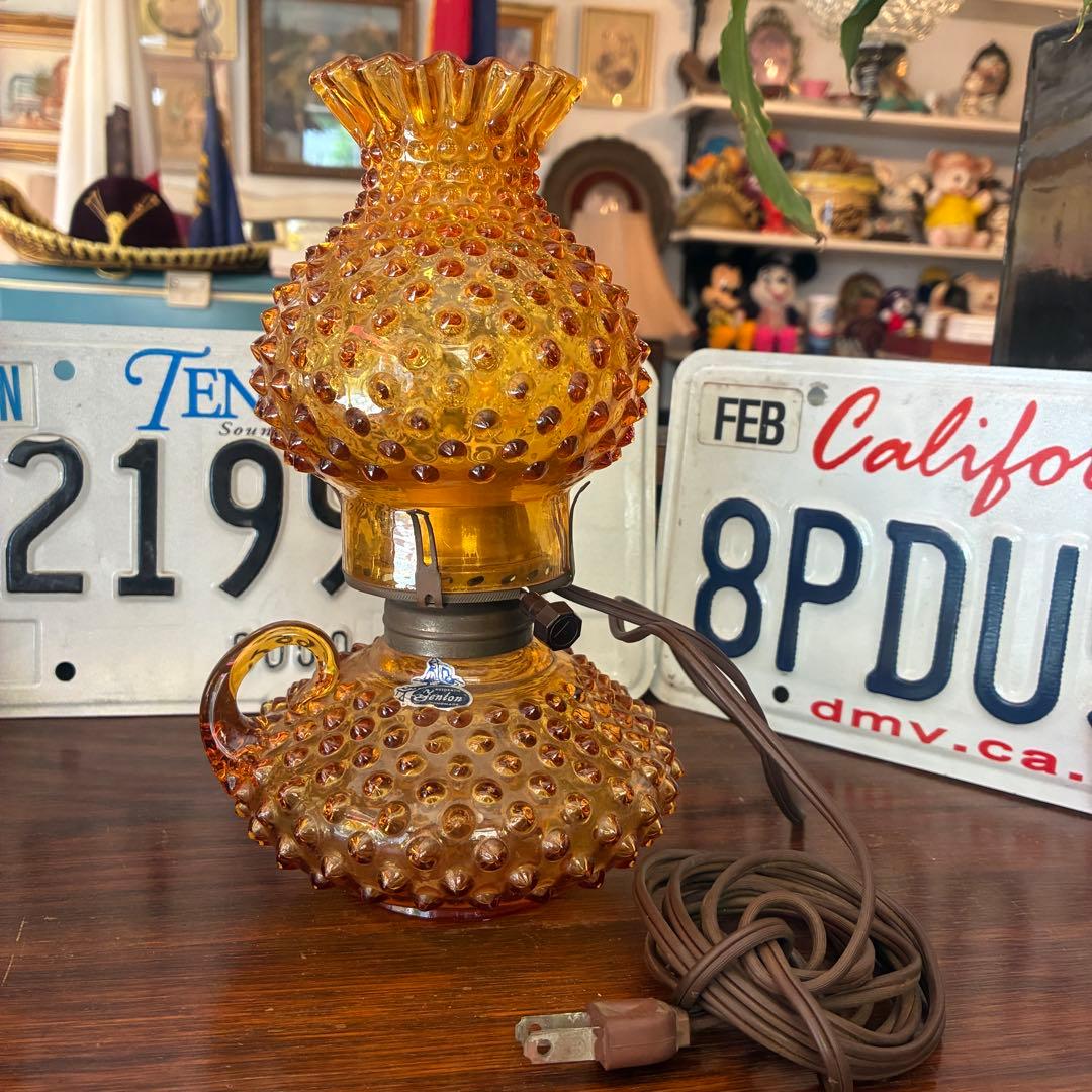 超レア美品！50s〜60sOLD Fentonフェントン社アンバーガラスランプ