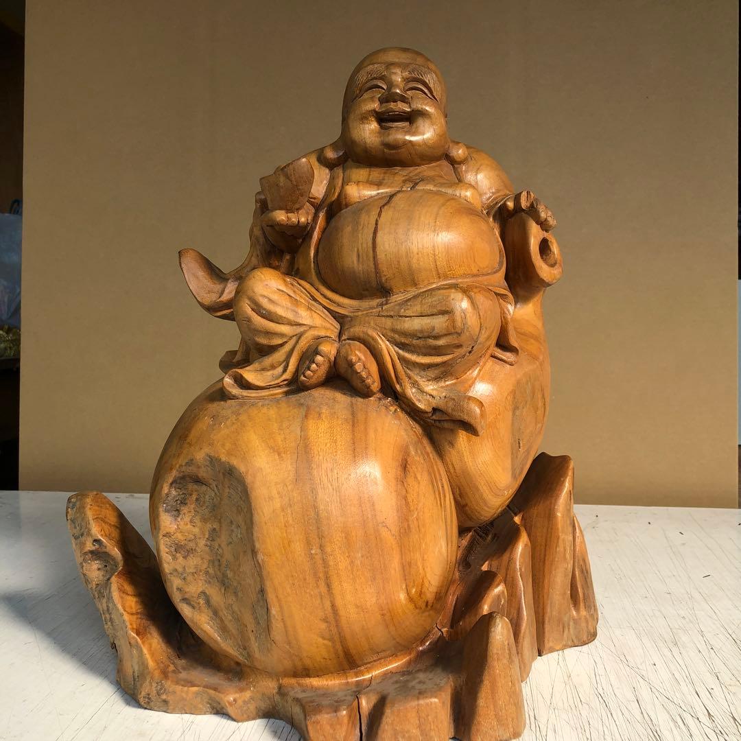 屋久杉？木彫り置き物　大黒様　布袋様？骨董品