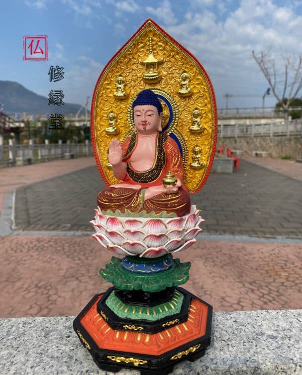 【修縁堂】極上品 彩繪 瑠璃光薬師仏 仏教美術 美術品