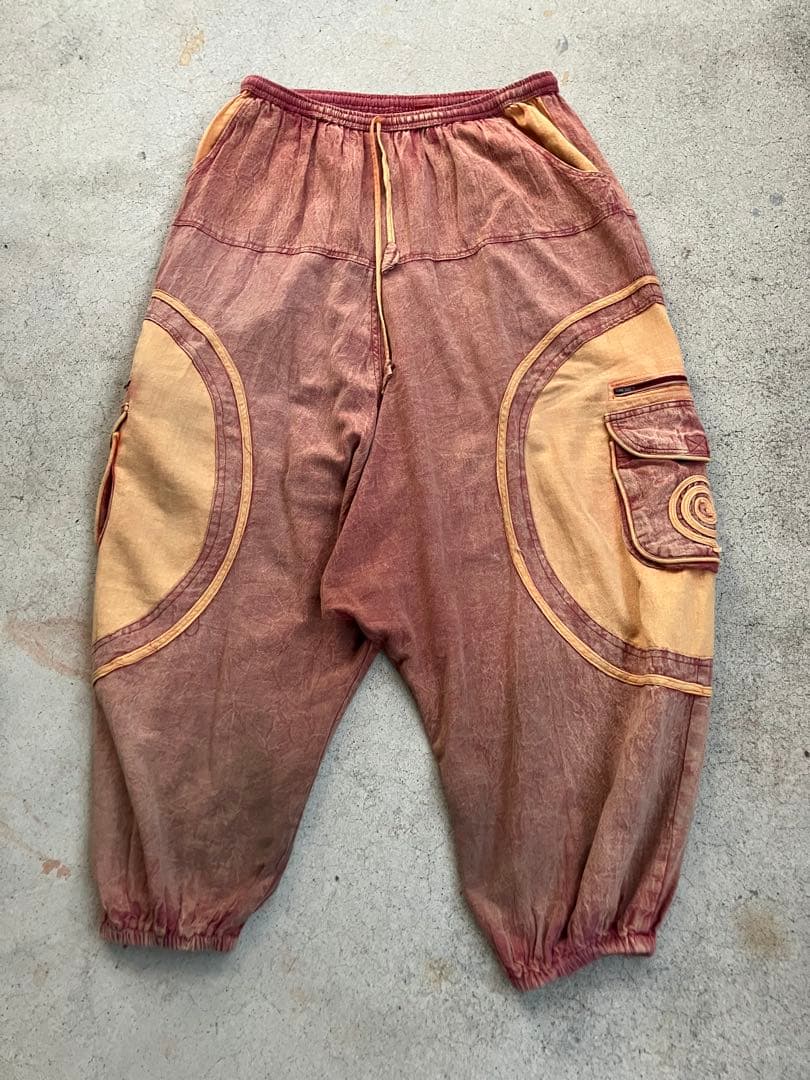 NEPAL製 レイバーデザイン サルエルコットンパンツ