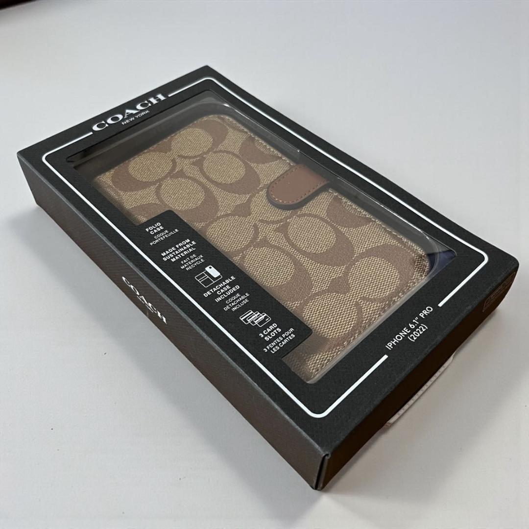 コーチ iPhone13&14 PRO 手帳型ケース シグネチャー スマホケース