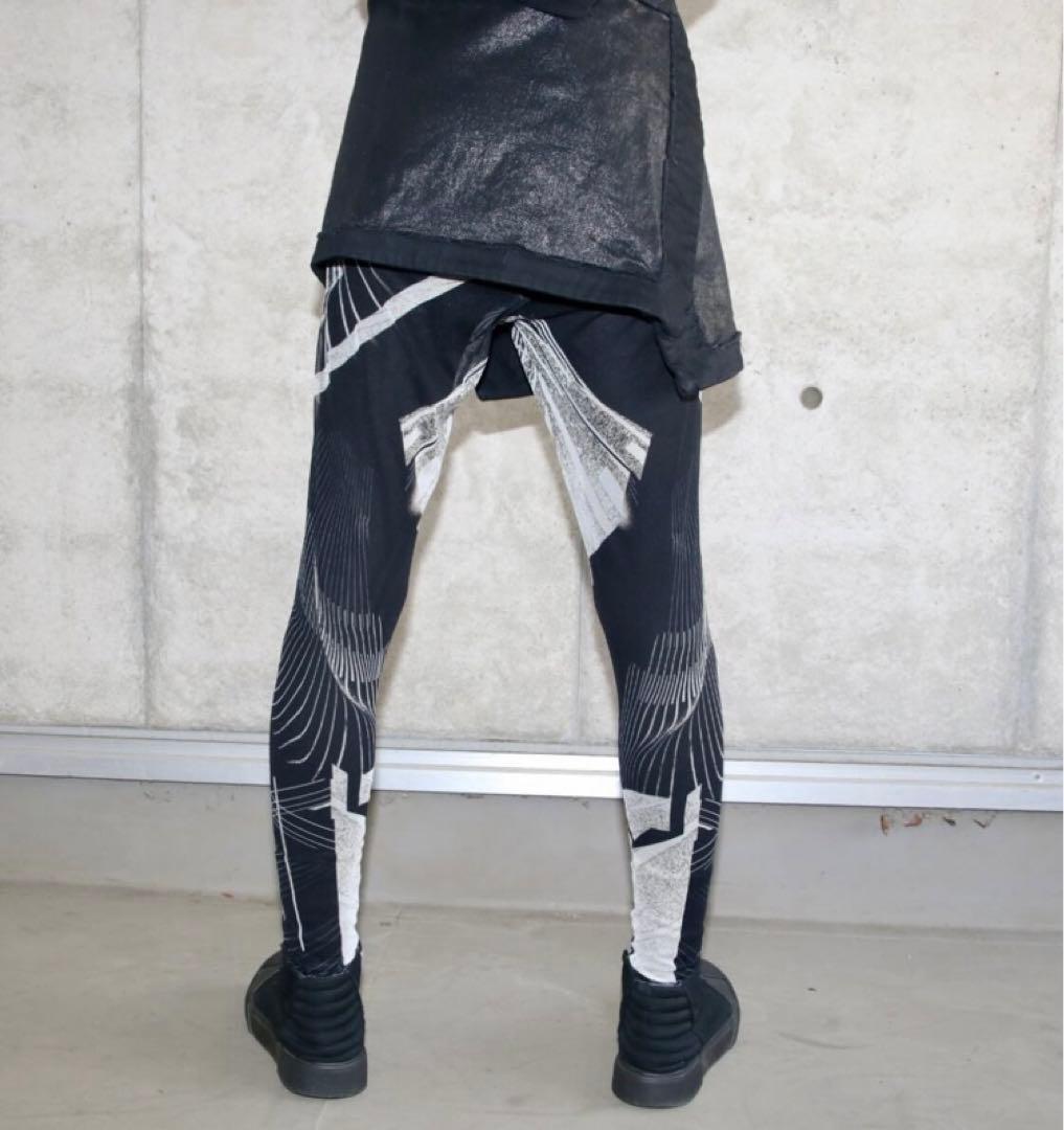 美品ユリウス 23SSコレクション プリント メッシュ レギンス パンツ0084