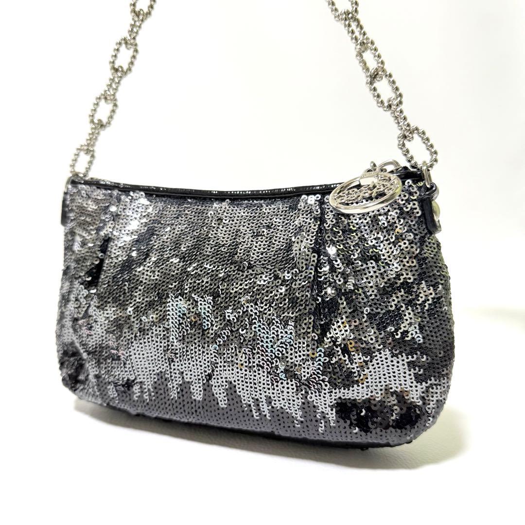 バッグ Coach Poppy Sequin Pouch with Chain