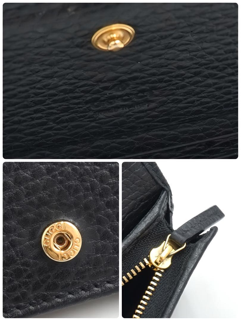 ✨極上美品・箱付き✨　GUCCI 二つ折り　ダブルG マーモント　レザー　黒