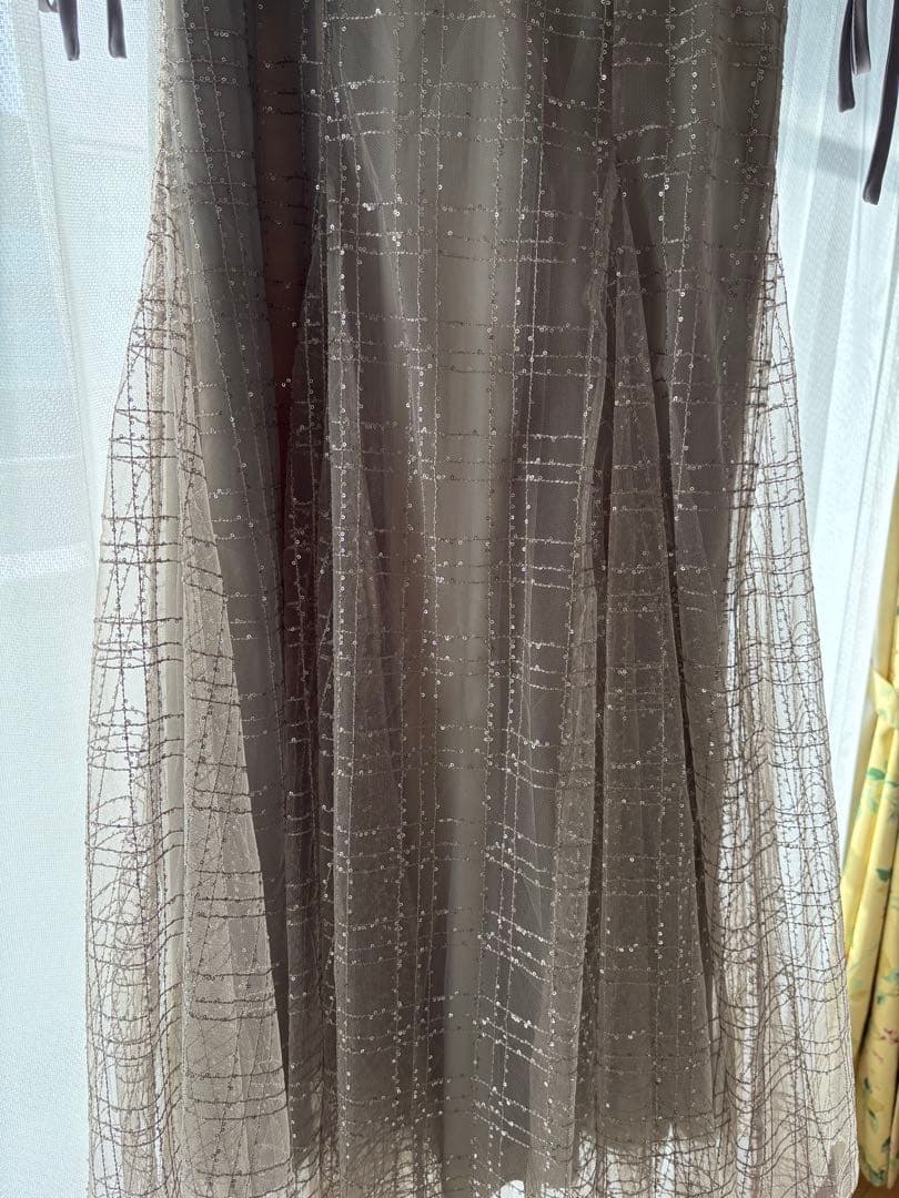 【Leja】チェックスパンコールリボンワンピースドレス