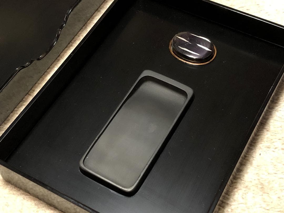 【 花丸蒔絵硯箱 蔵出未使用品 】　平安揚光堂造之　共箱付　昭和前期