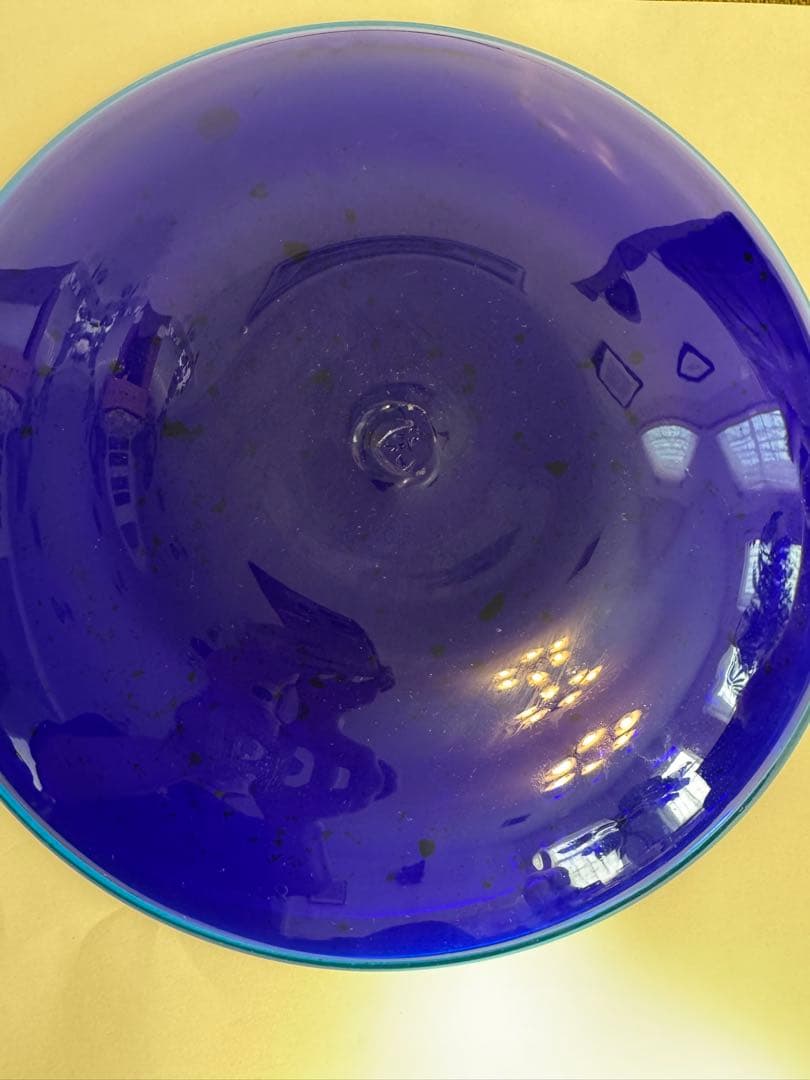 末吉清一　大皿　琉球ガラス　金箔