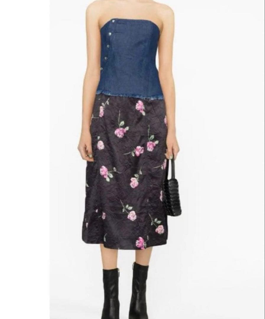 ganni ブラックパネルミディアムスカート