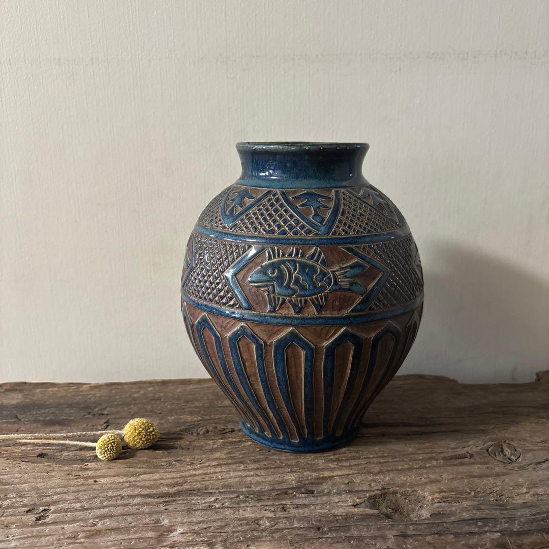 琉球　古典焼　小壺　④ 壺屋焼　やちむん　古民芸　アンティーク　骨董　検:李朝.