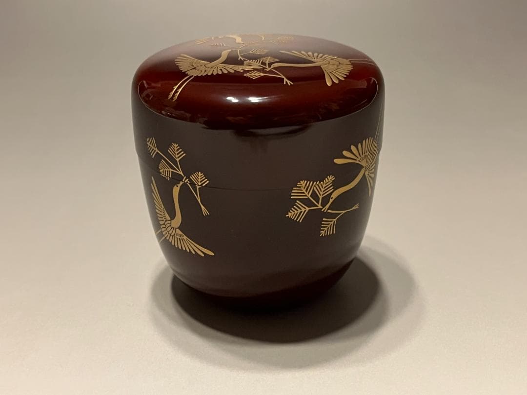 @cold water様　尋牛斎　松喰鶴蒔絵　大棗　司峰作　茶道具　表千家