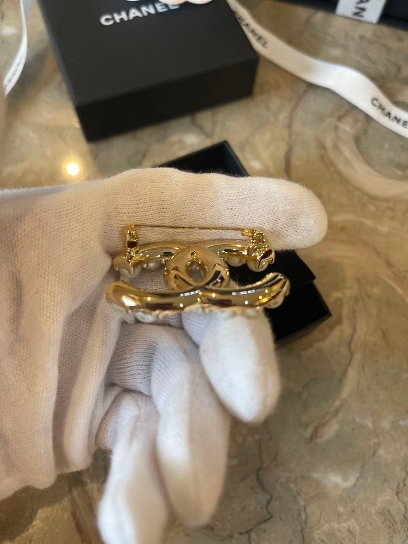 CHANEL ブローチ パール