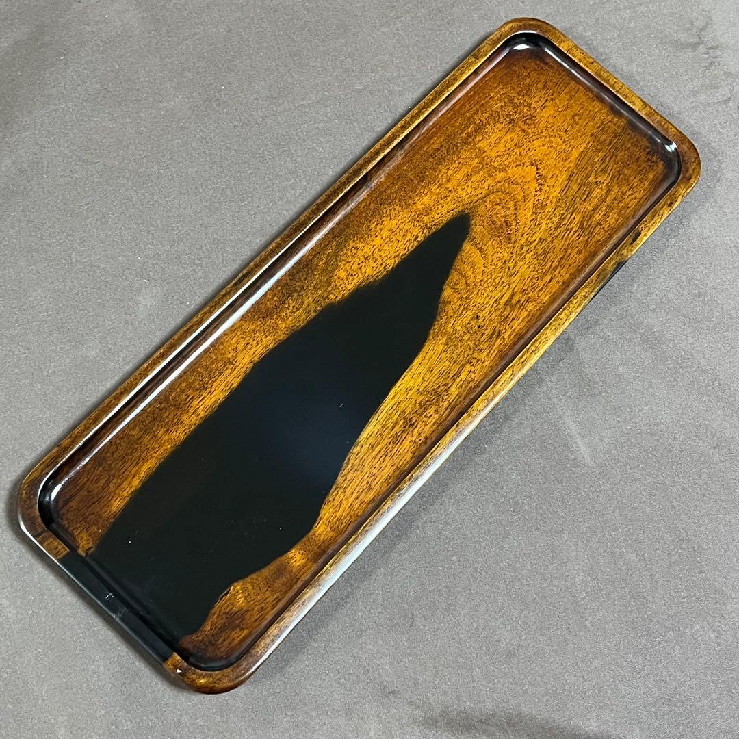 黒柿拭漆盆(くろがきふきうるしぼん)316mm×113mm×16mm　№9206