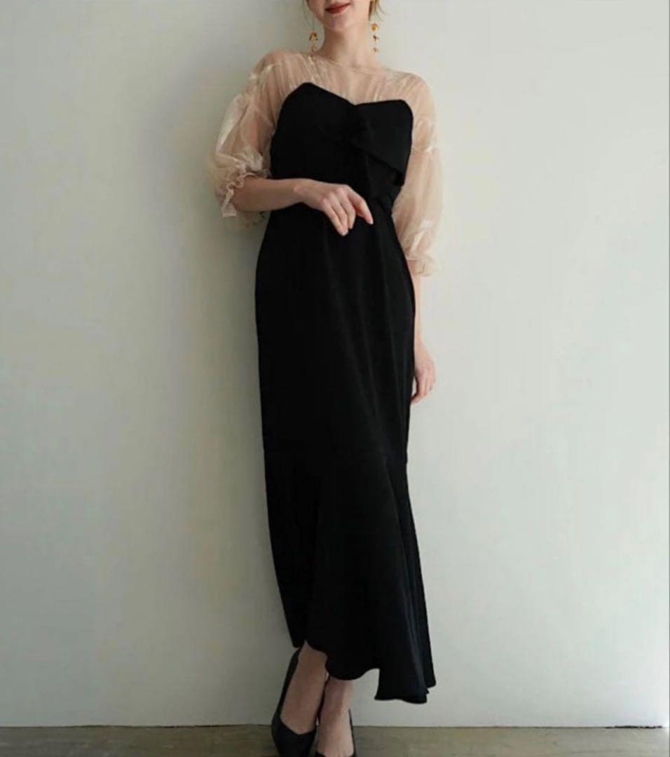Acka sheer puff dress ブラック サイズ1