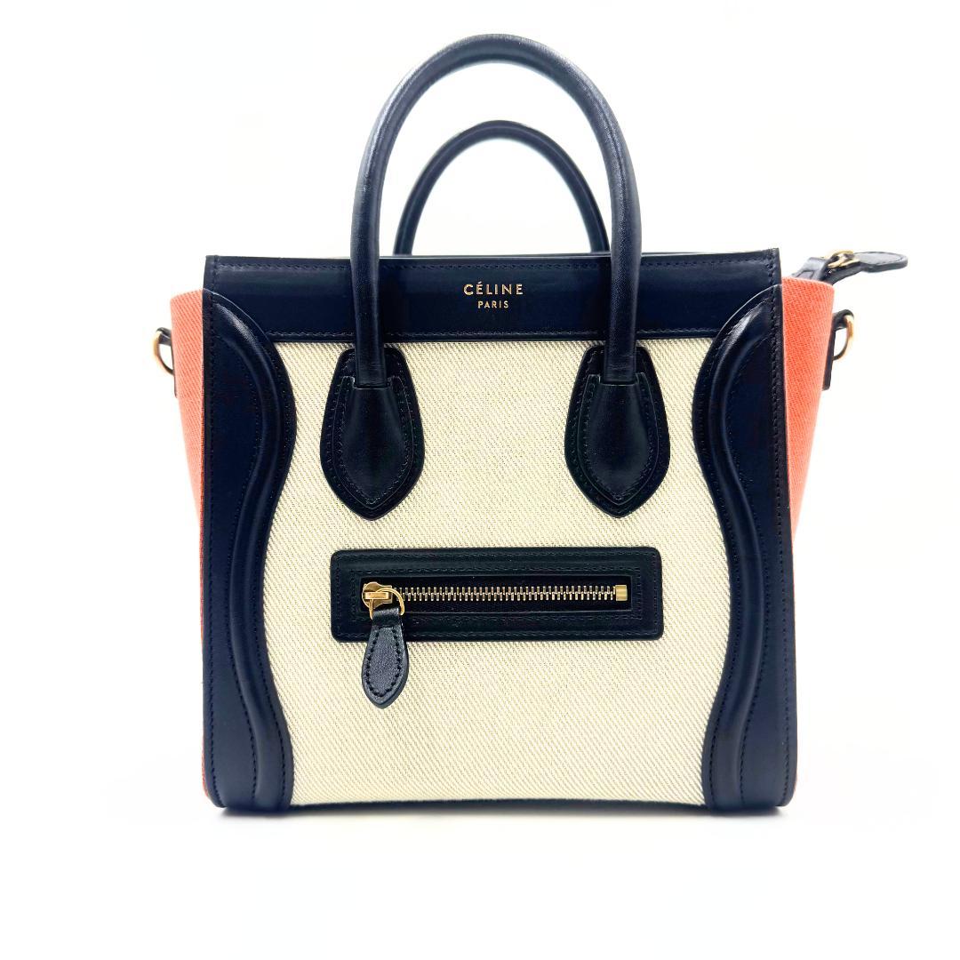CELINE セリーヌ ラゲージ ナノ トリコロール ハンドバッグ