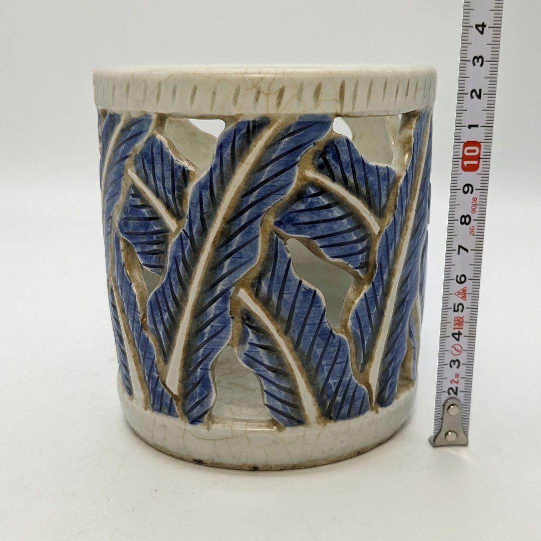 李朝 白磁染付筆筒 高麗白磁 李氏朝鮮 文房具 書道具 ペン立て 筆立て 置物