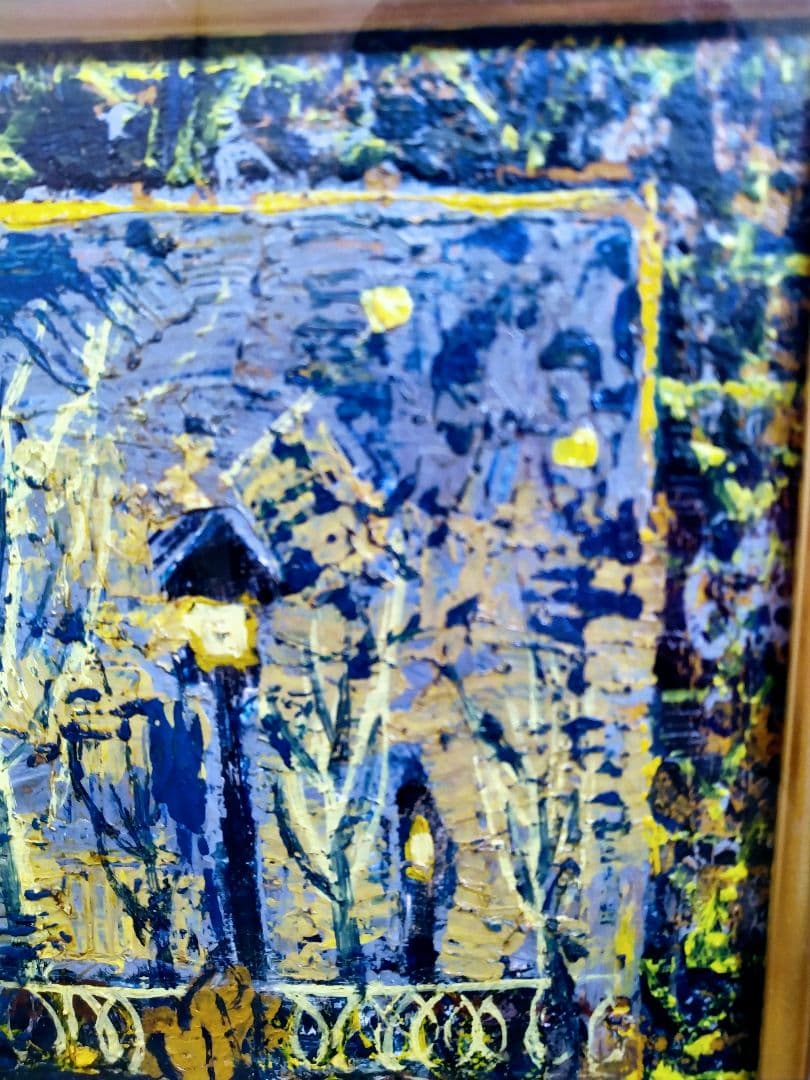 佐野金継　「夜の公園」　絵画　油絵