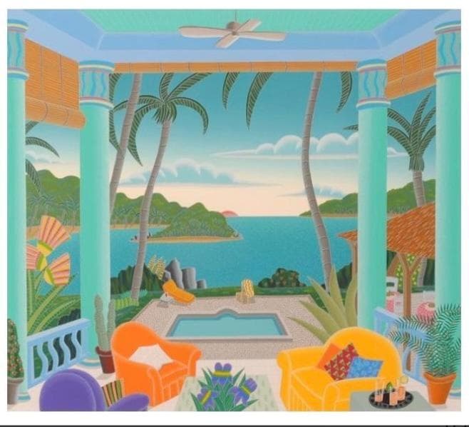 絵画　トーマス・マックナイト 「マスティクパビリオン」 額付き　国内送料無料