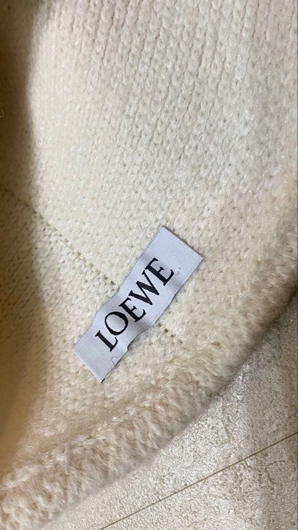 LOEWE ホワイト ビーニー　ニット帽　 ロエベ