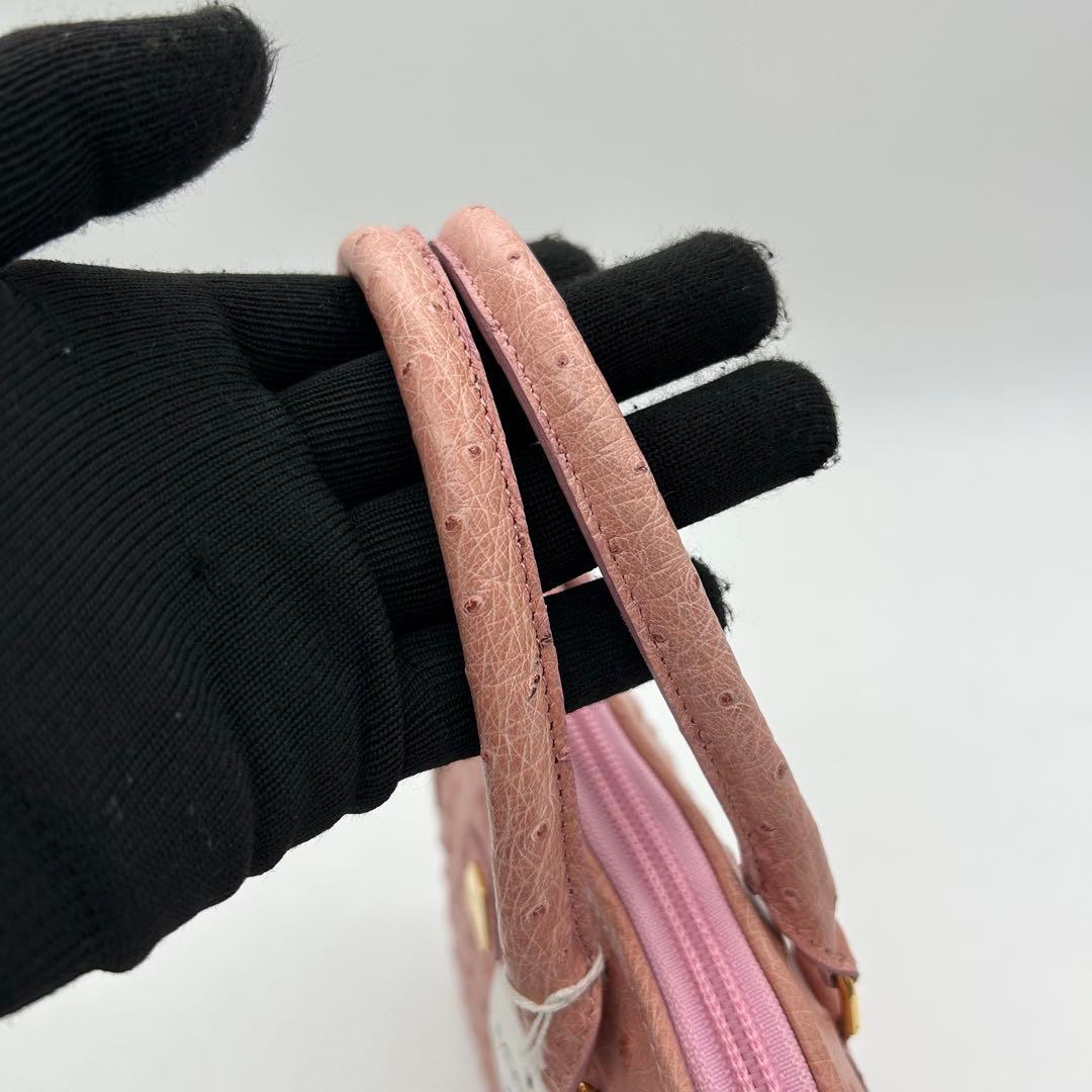 MORABITO　モラビト　オーストリッチ　ショルダーバッグ　2way　ピンク