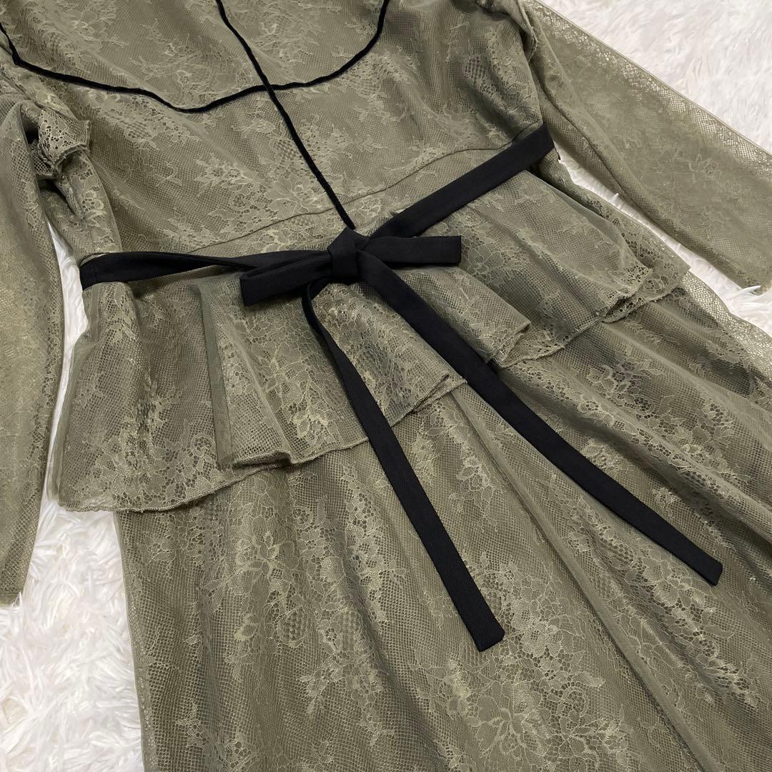 【美品】LEJA 総レース花柄ロングワンピースドレス L