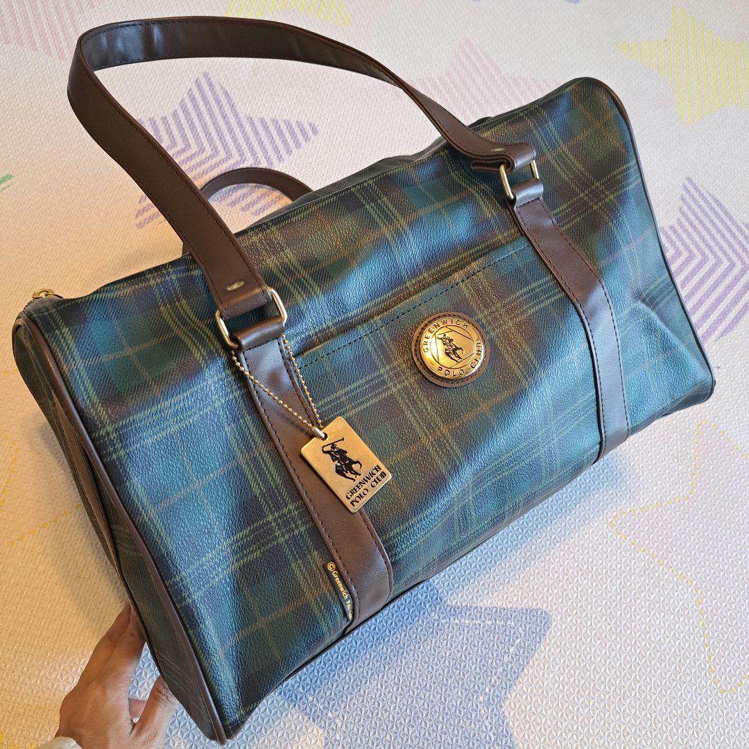 GREENWICH POLO CLUB ボストンバッグ タータンチェック柄　緑