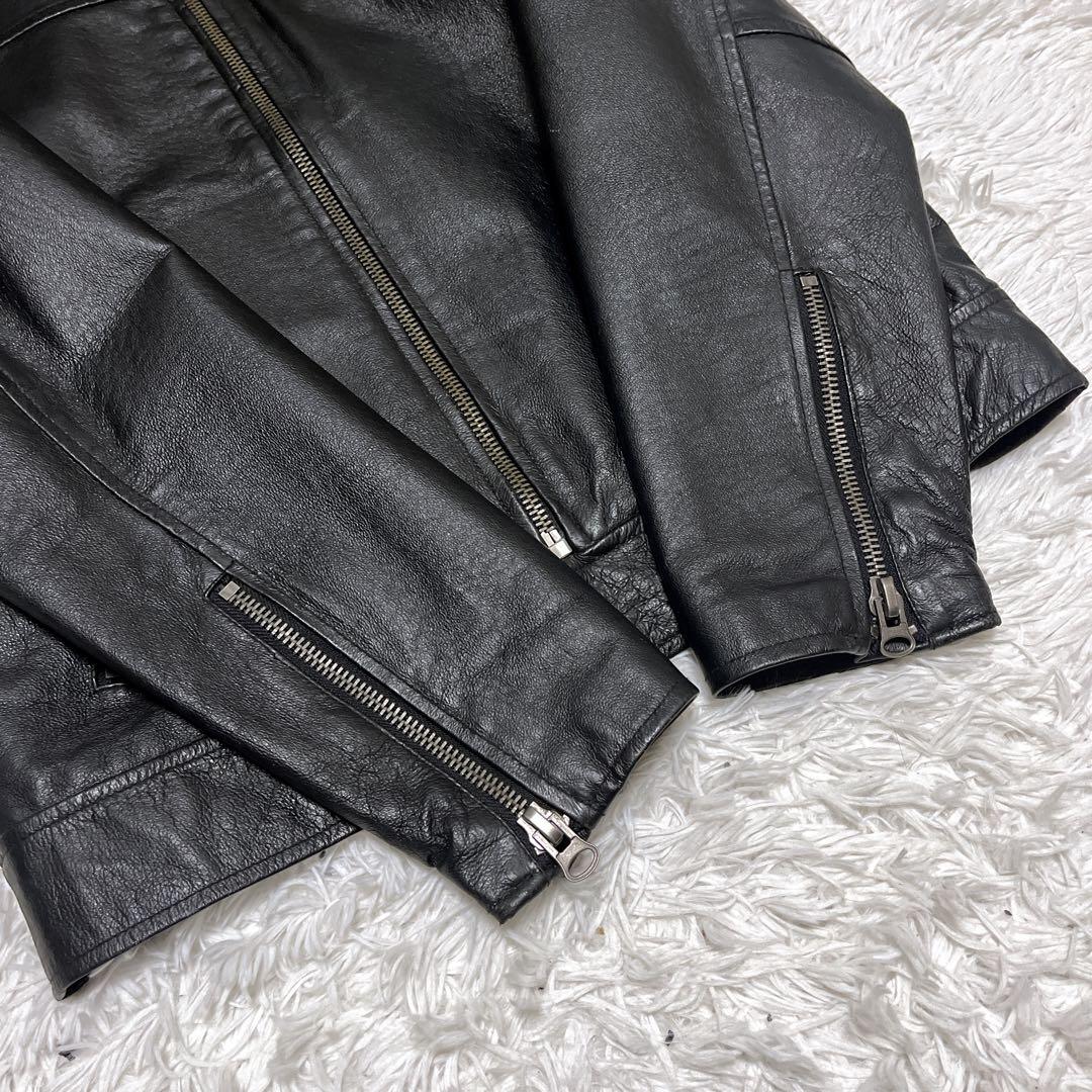 美品 Woolrich ウールリッチ レザージャケット 本革 シング ブラック