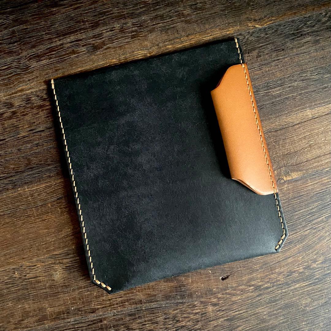 ノートスリーブ ブラック×キャメル