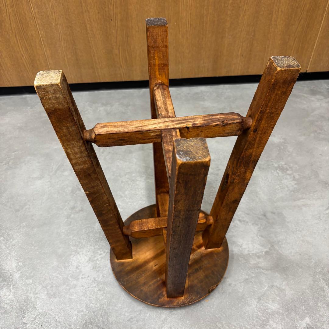 【アンティーク】丸スツール　スツール　イス　太足　4本足　丸椅子　昭和レトロ