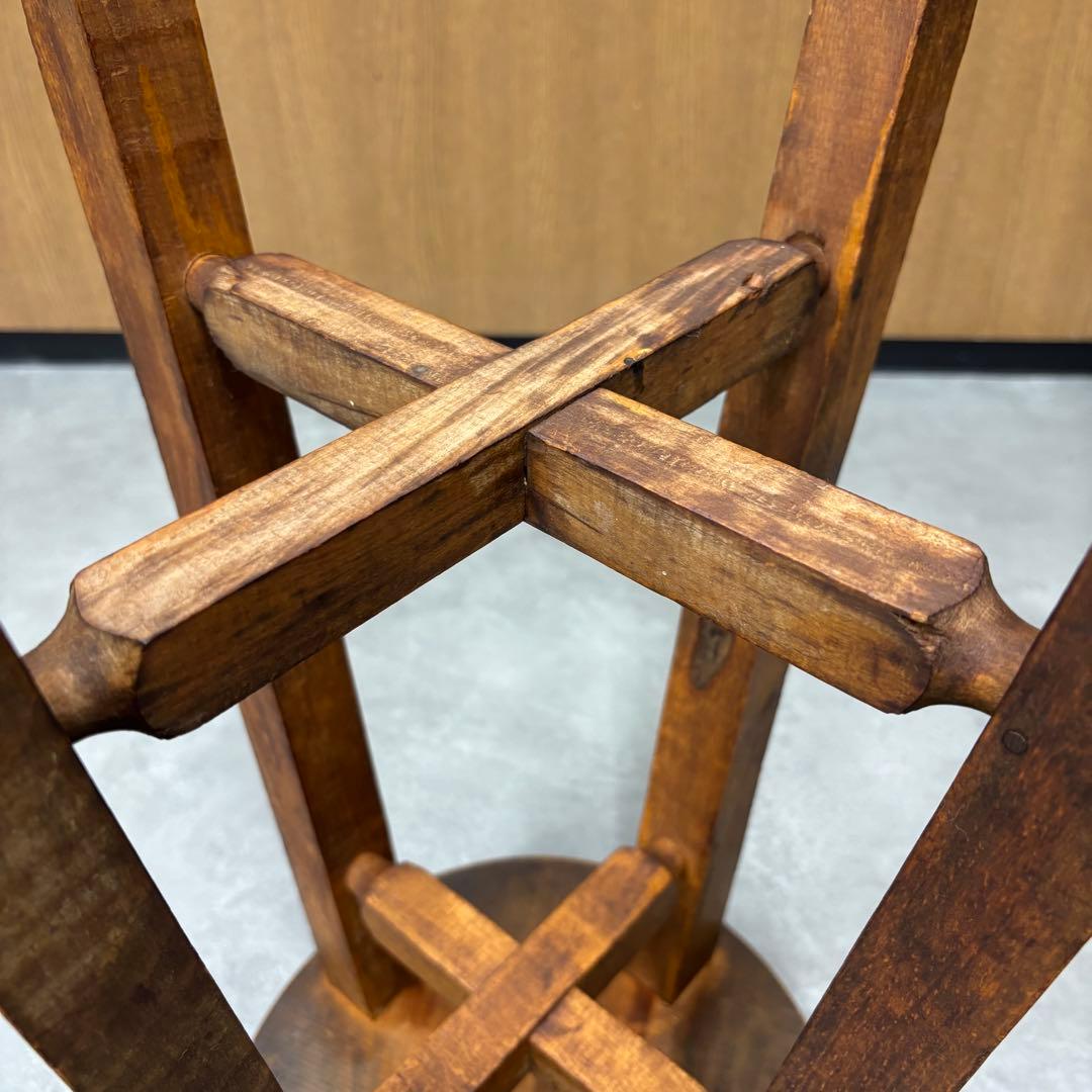 【アンティーク】丸スツール　スツール　イス　太足　4本足　丸椅子　昭和レトロ