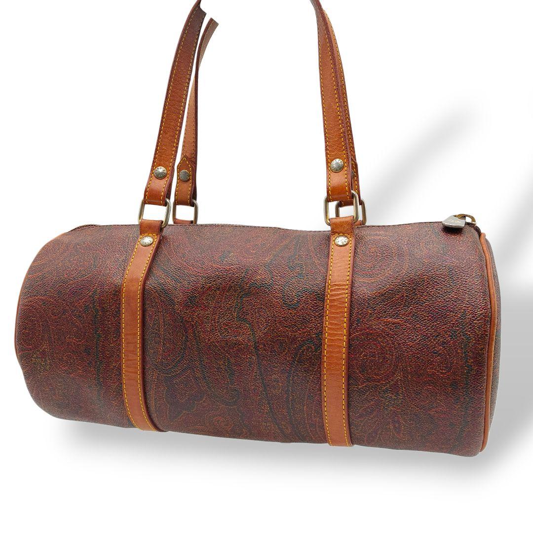 【希少】ETRO　エトロ　ミニボストンバッグ　総柄　ペイズリー　良品　レザー