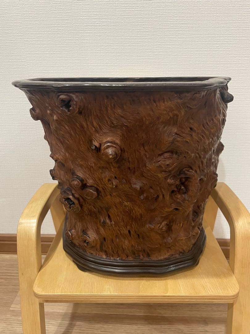 火鉢　筆筒　掛軸入れ　大振り　骨董　古美術　アンティーク　中国　古玩　木製