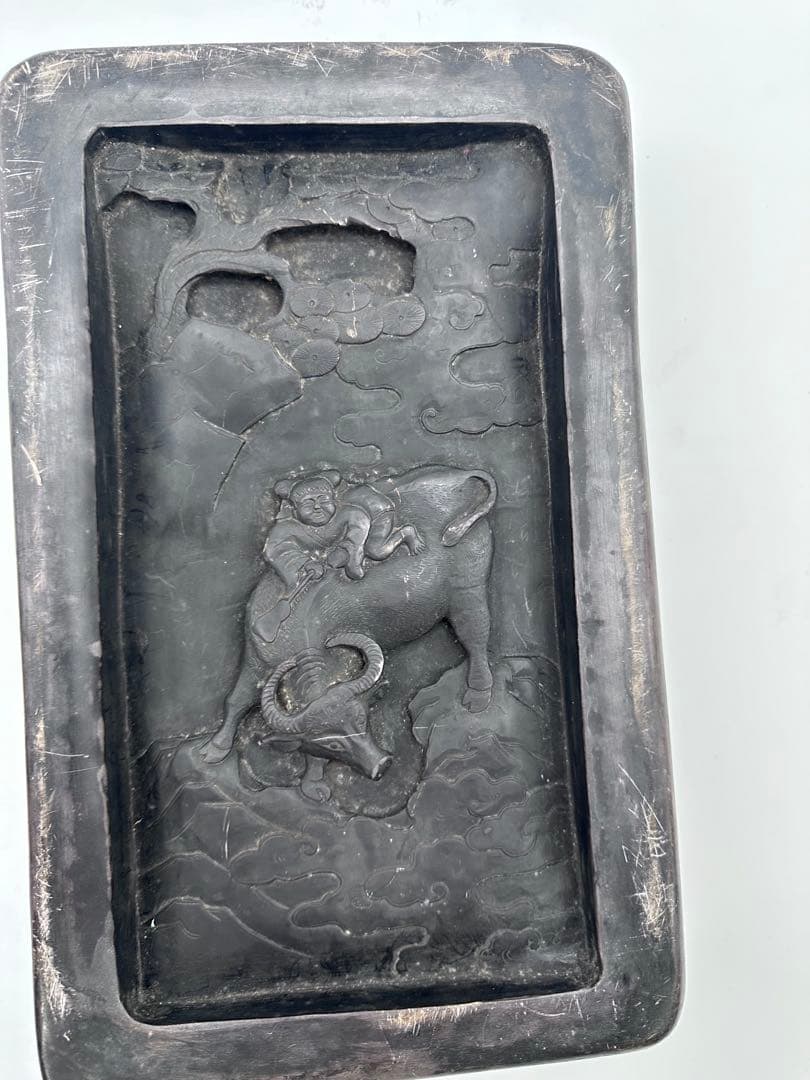 中国硯　特大　彫刻　中国美術　骨董品　アンティーク　書道　硯