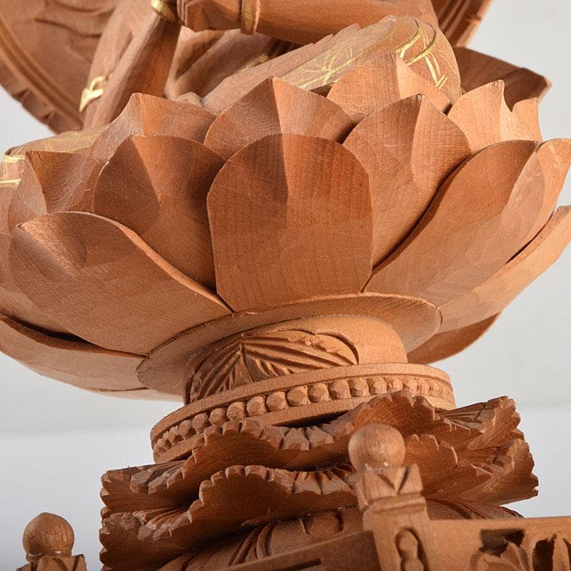 仏教美術　白檀彫刻　色彩木彫　大日如来坐像(金剛界)　仏像　置物　F　R9395