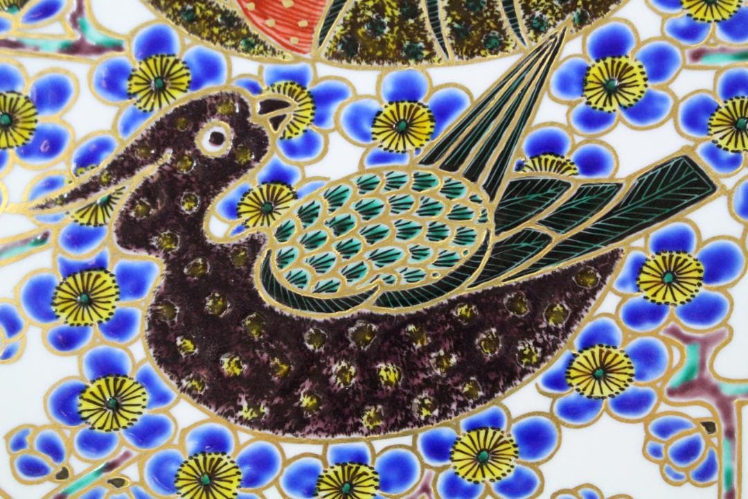 ♡九谷焼 山本重義 金彩小紋 飾皿 共箱・共布 付き EA0H01013