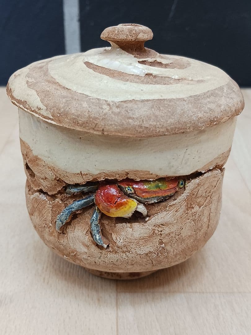 水月焼　 蟹　蓋付茶碗　湯呑　 蟹細工　 茶器　在銘