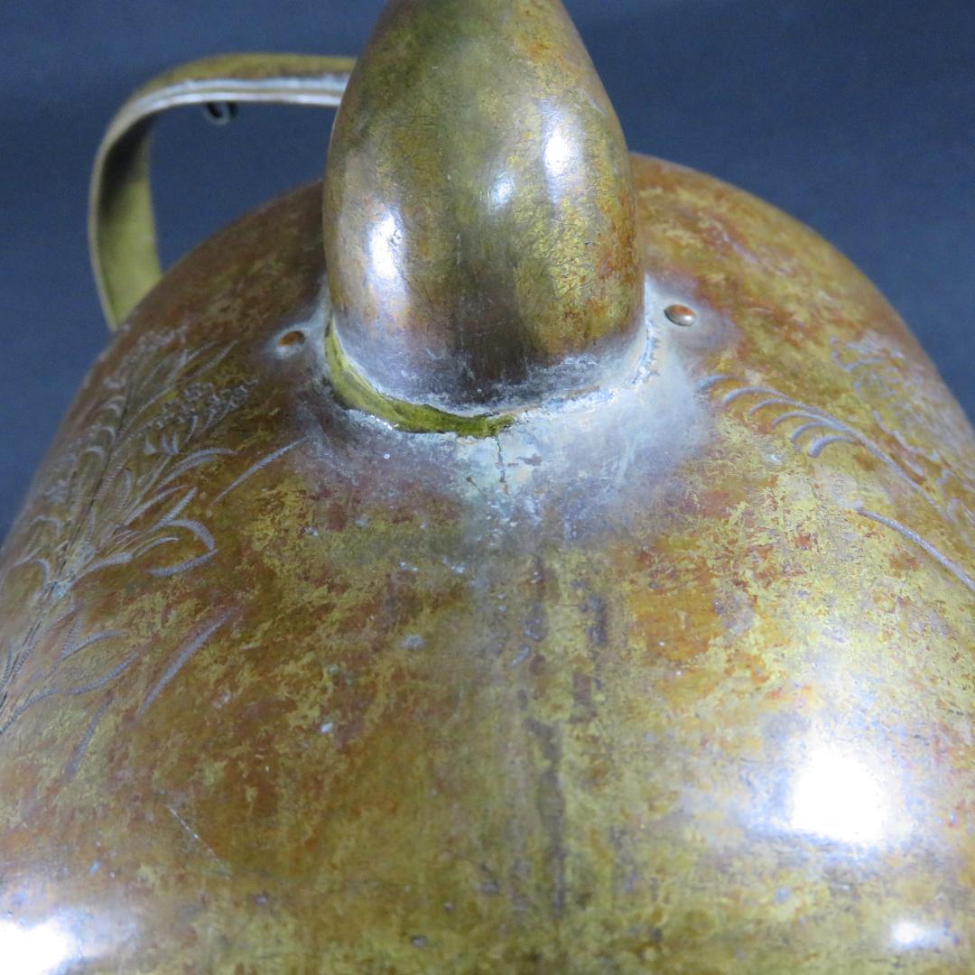 薬缶 ヤカン 銅 草花文様 掘り 茶道具 風炉 炉端 囲炉裏