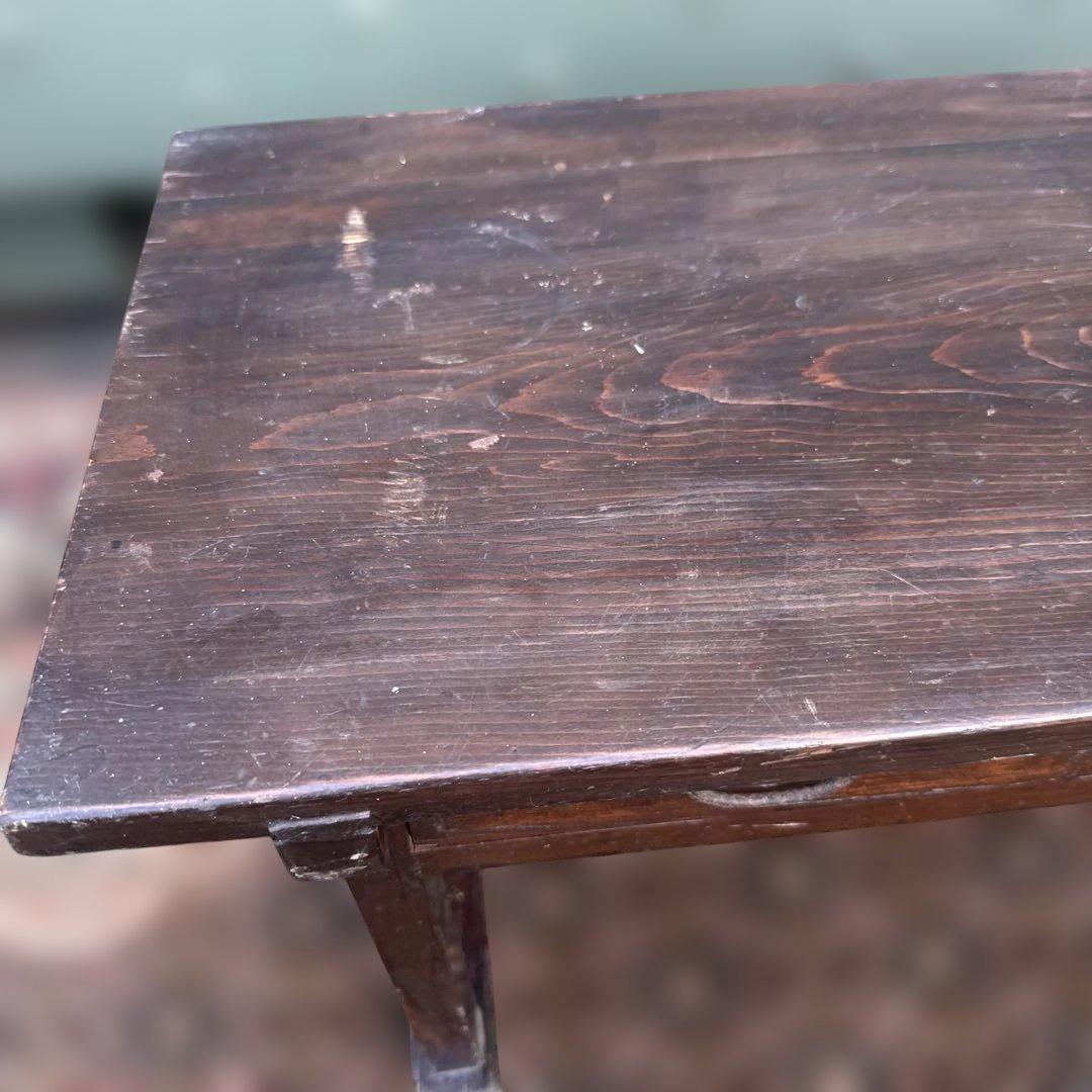 ヴィンテージ木製文机 ダークブラウン 引き出し2つ